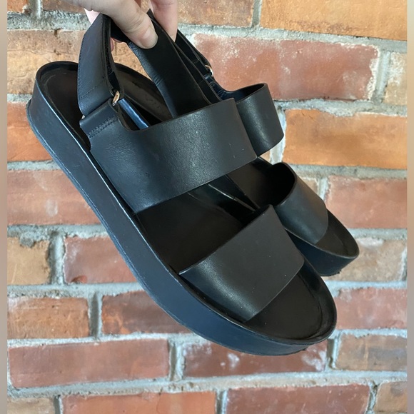 VINCE Marrett Platform Leather Sandals black size 6 - Picture 4 of 14